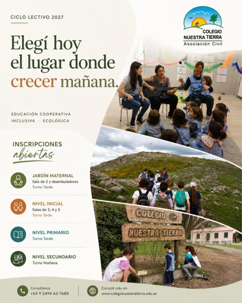 Inscripciones abiertas 2027 Colegio Nuestra Tierra Tandil